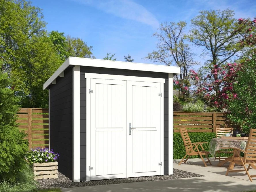 Outdoor Life Blokhut Sara Carbon Grey-Wit 200 x 250 cm - Afbeelding 1